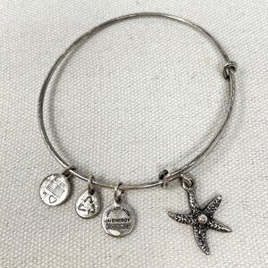 Alex and Ani Starfish Charm Bangle Bracelet Expandable Beach Summer Silver-Tone